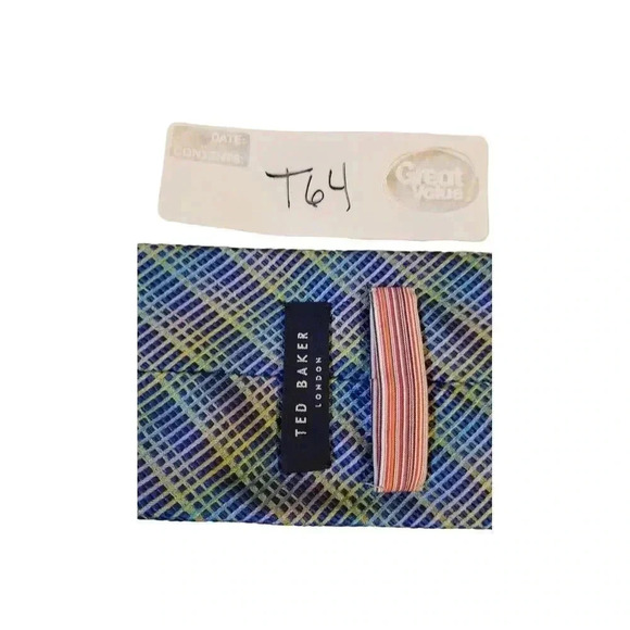 TED BAKER Blue Multicolor Geometric Stripe Silk Tie Neck Tie Neckwear USA - Picture 12 of 12